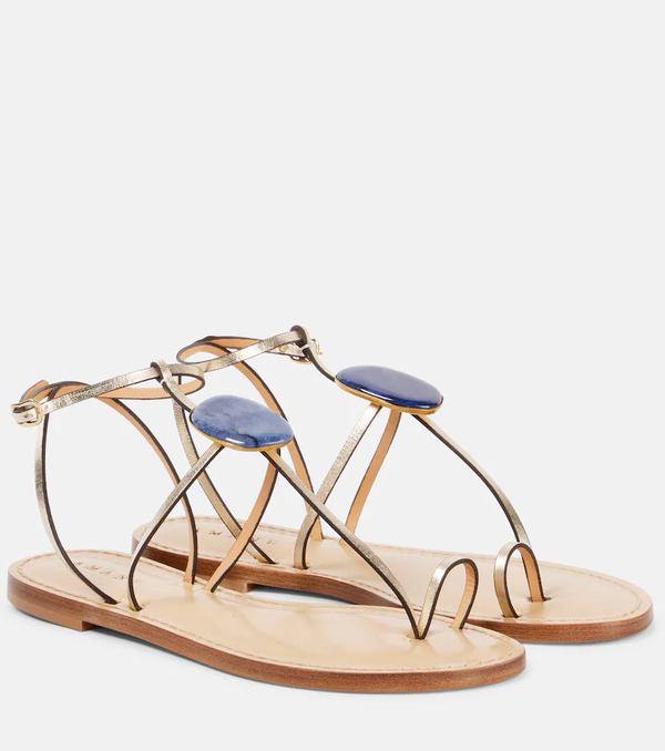  Amanu Amanu Cairo Embellished Metallic Leather Sandals 