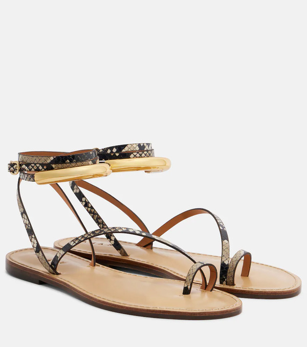 Amanu Amanu Kalahari Snake-effect Leather Sandals 