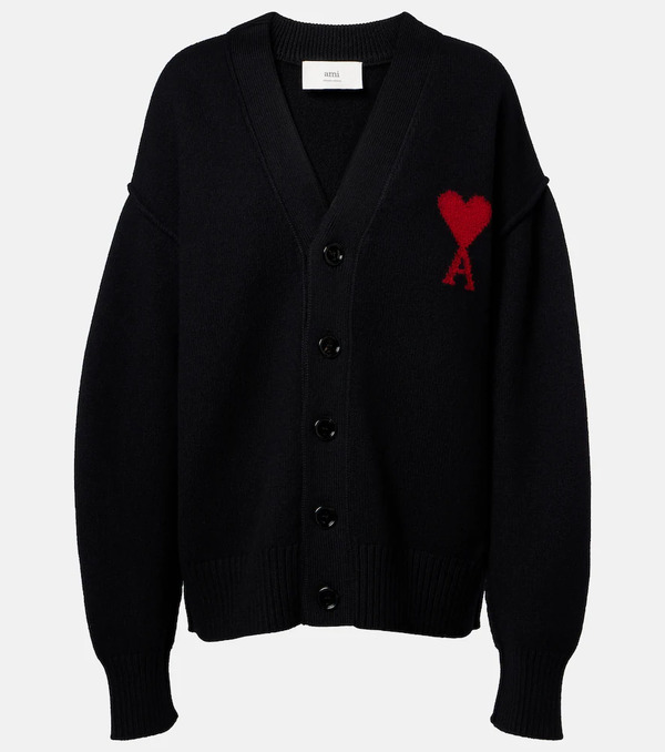  Ami Paris Ami Paris Ami De Cour Virgin Wool Cardigan 
