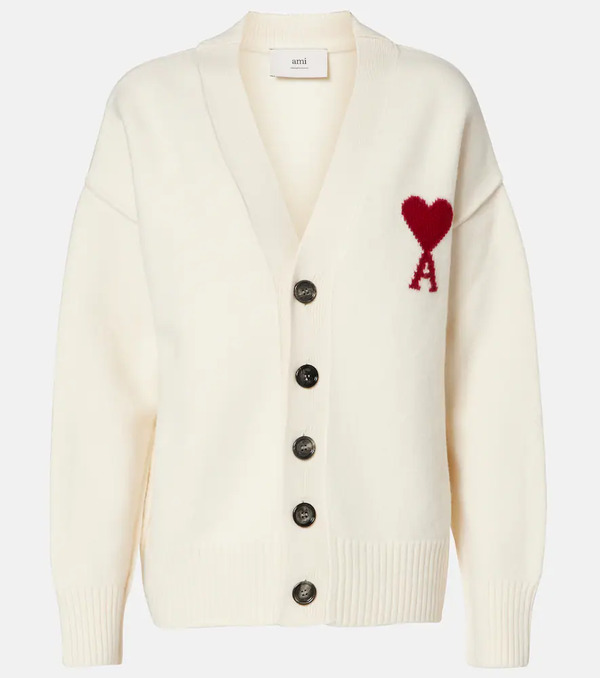 Ami Paris Ami Paris Ami De Cour Virgin Wool Cardigan 
