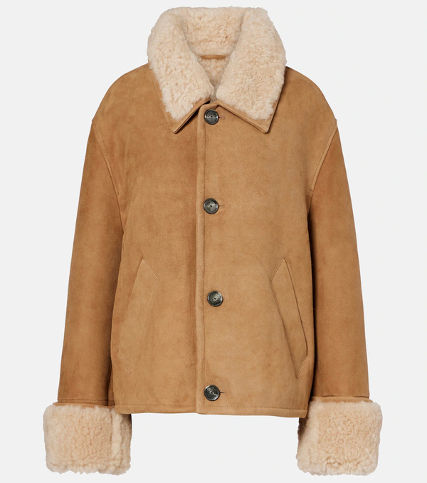  Ami Paris Ami Paris Shearling-trimmed Suede Jacket 