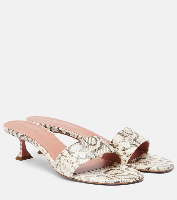  Amina Muaddi Amina Muaddi Andreea Snake-print Leather Mules 