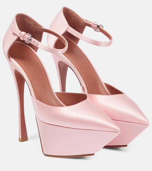  Amina Muaddi Amina Muaddi Angelica Satin Platform Pumps 