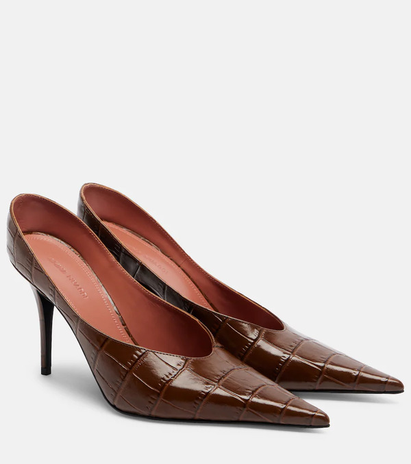  Amina Muaddi Amina Muaddi Anok Croc-effect Leather Pumps 