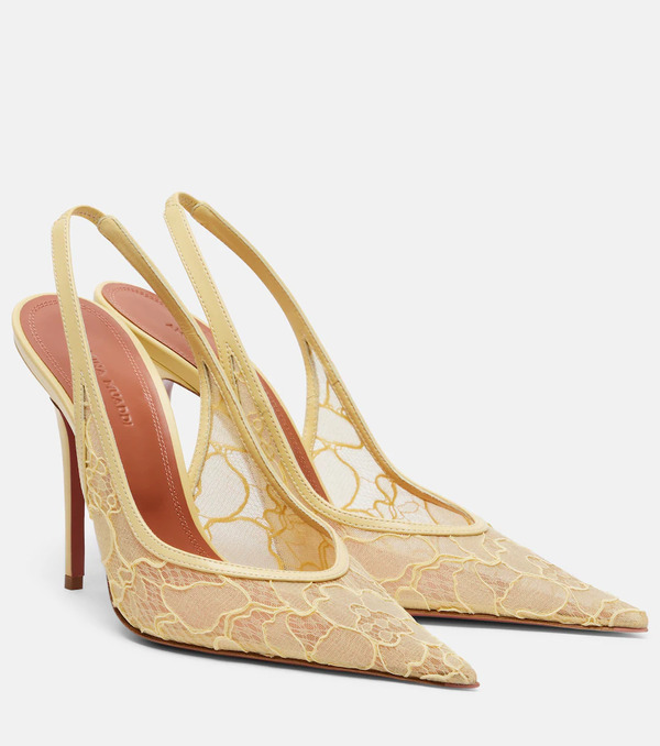  Amina Muaddi Amina Muaddi Anok Lace Slingback Pumps 