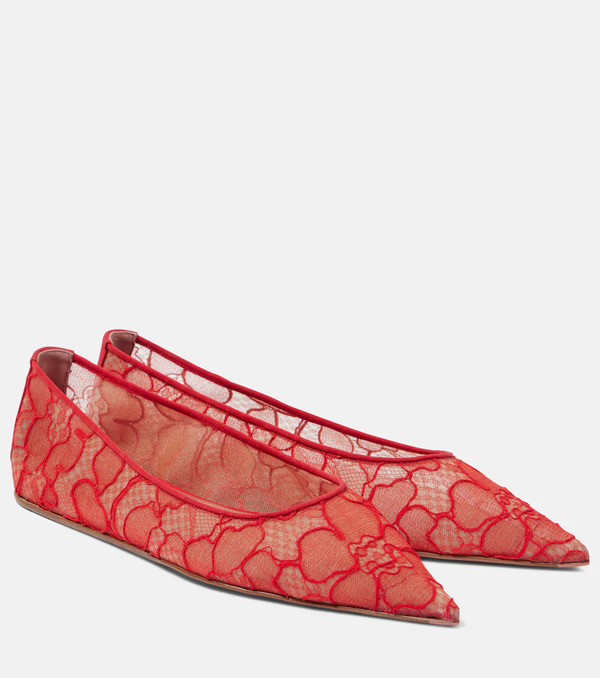  Amina Muaddi Amina Muaddi Barbara Lace Ballet Flats 