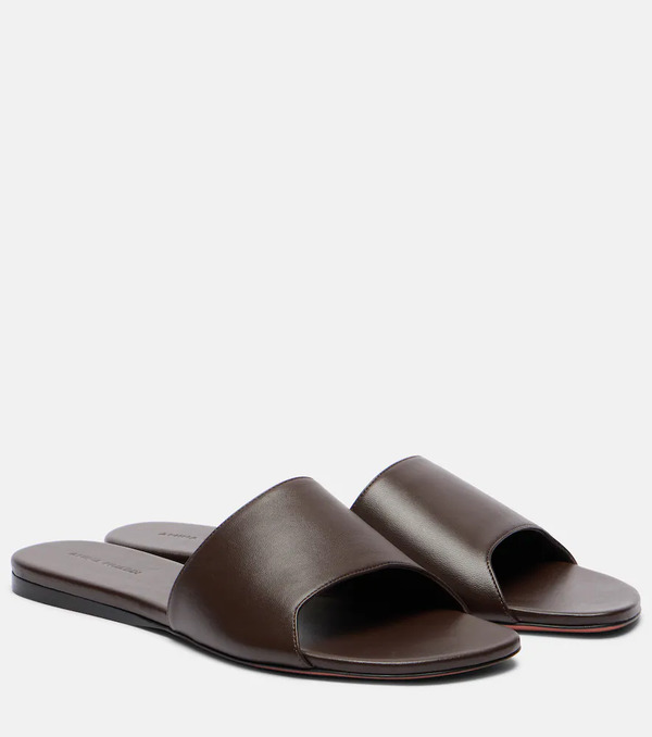  Amina Muaddi Amina Muaddi Bianca Leather Slides 