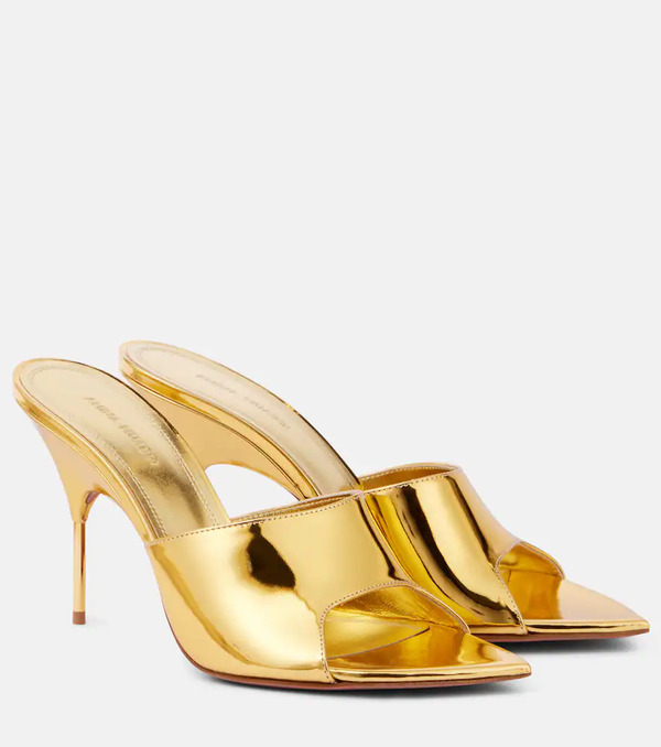  Amina Muaddi Amina Muaddi Bianca 95 Metallic Leather Mules 