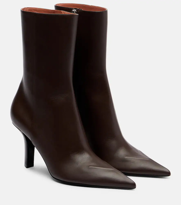  Amina Muaddi Amina Muaddi Christine 80 Leather Ankle Boots 
