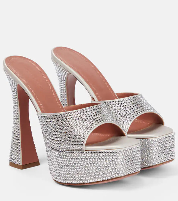  Amina Muaddi Amina Muaddi Dalida Embellished Platform Mules 