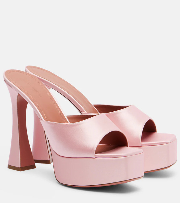  Amina Muaddi Amina Muaddi Dalida Satin Platform Mules 