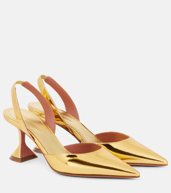  Amina Muaddi Amina Muaddi Holli 70 Mirrored Leather Slingback Pumps 