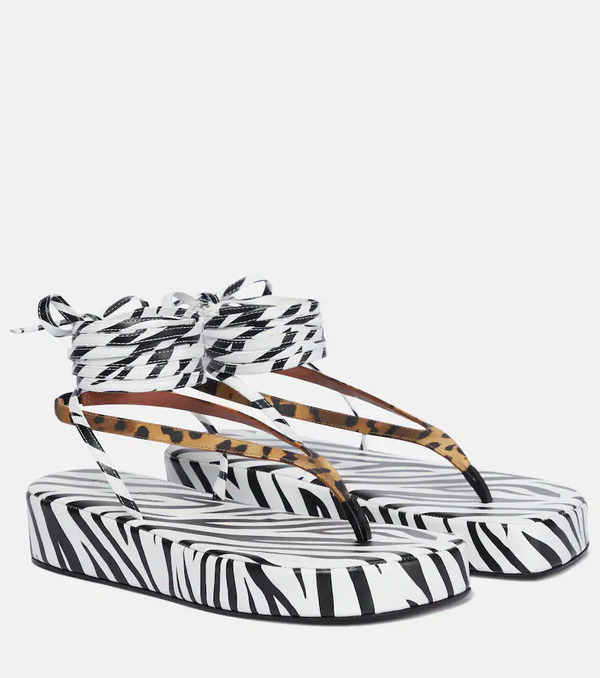  Amina Muaddi Amina Muaddi Jamie Printed Satin Sandals 
