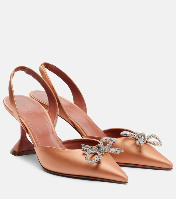  Amina Muaddi Amina Muaddi Rosie Embellished Satin Slingback Pumps 