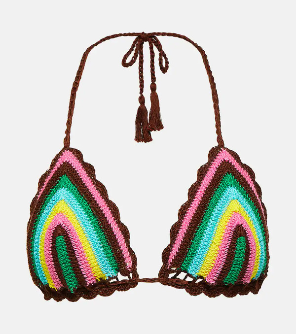  Anna Kosturova Anna Kosturova Striped Crochet Bikini Top 