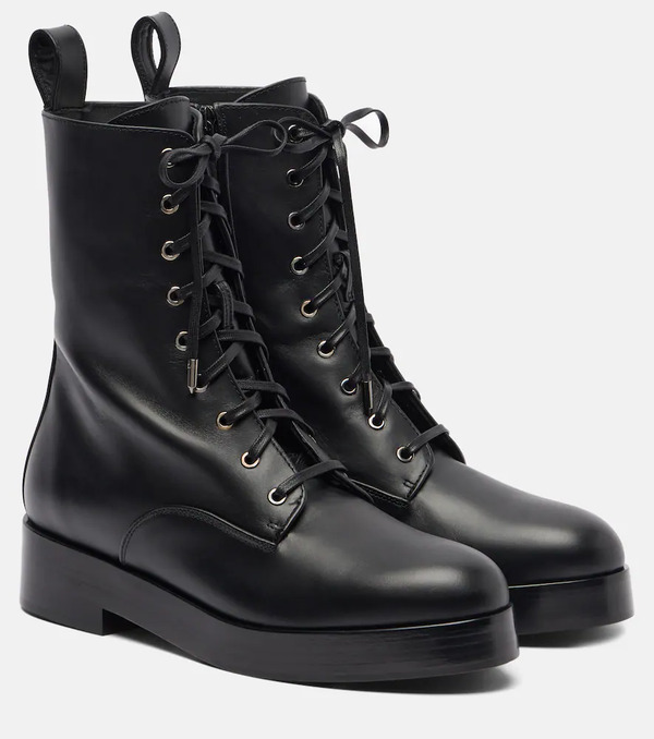  Aquazzura Aquazzura Ben 20 Leather Combat Boots 