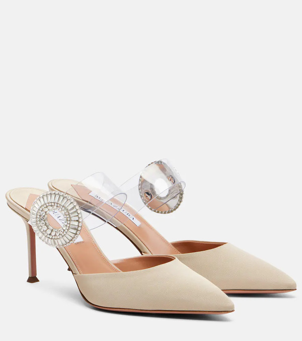  Aquazzura Aquazzura Crystal Hoop Embellished Pvc Mules 