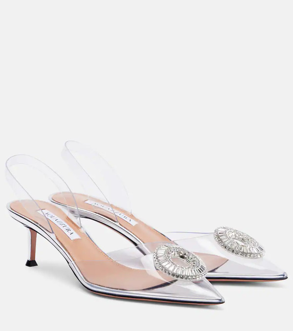  Aquazzura Aquazzura Crystal Hoop 50 Pvc Slingback Pumps 