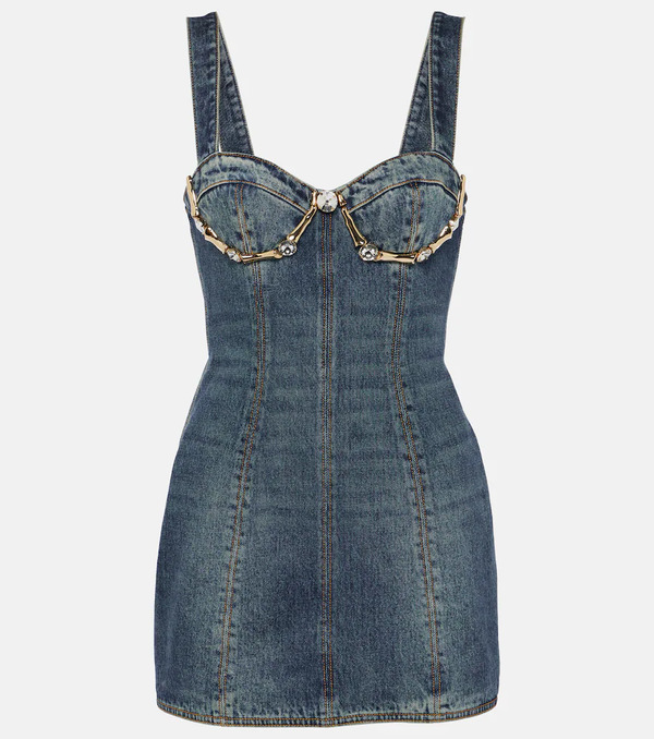  Area Area Claw Embellished Denim Minidress 