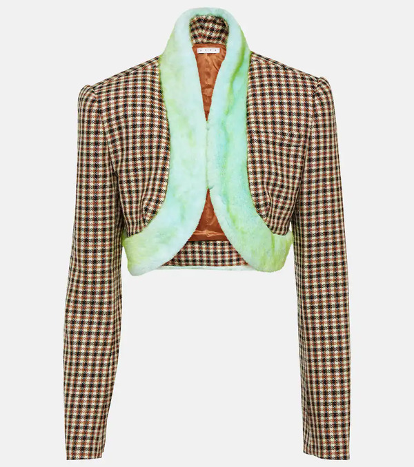  Area Area Cropped Wool And Cotton Jacket 