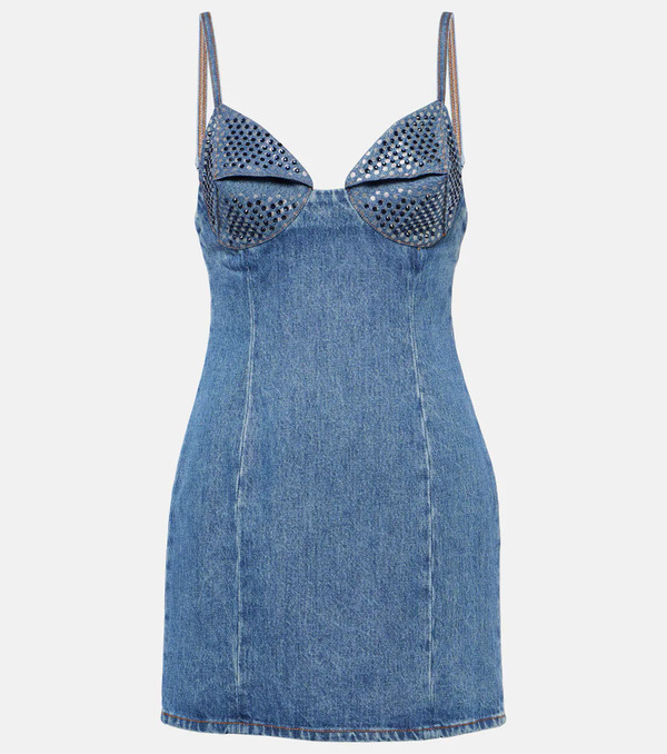 Area Area Crystal-embellished Denim Minidress 