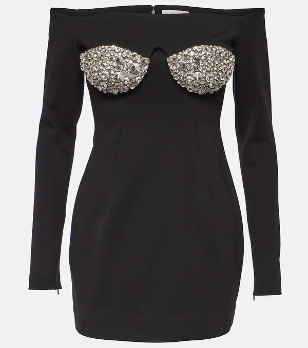  Area Area Crystal-embellished Off-shoulder Minidress 