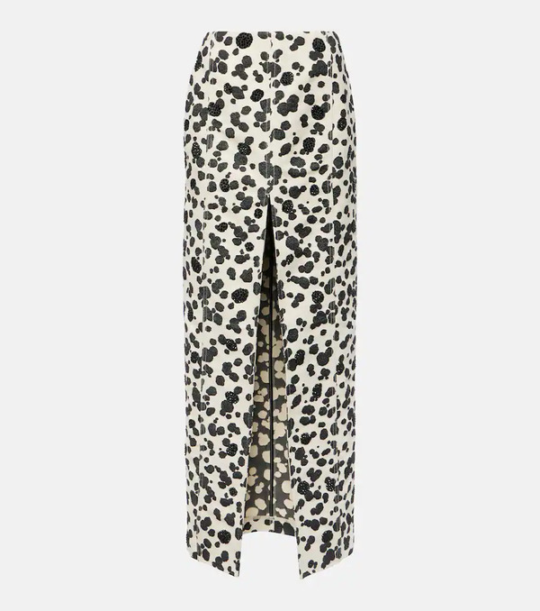  Area Area Dalmatian Front-slit Denim Maxi Skirt 