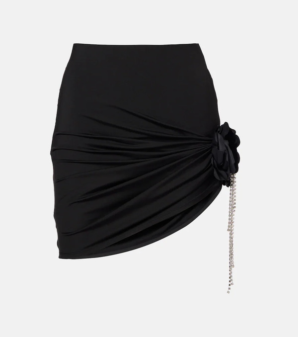  Area Area Draped Embellished Jersey Miniskirt 