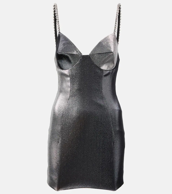  Area Area Embellished Coated Minidress 