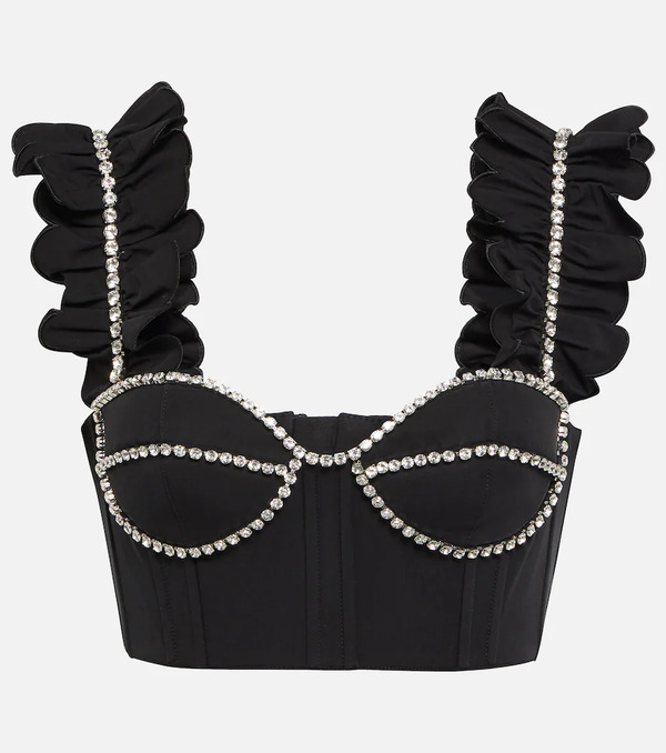  Area Area Embellished Cotton Bustier Top 