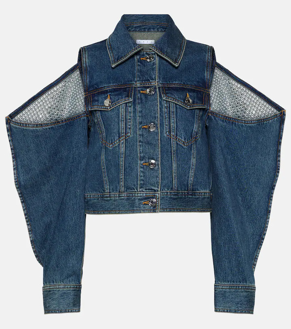  Area Area Embellished Cutout Denim Jacket 