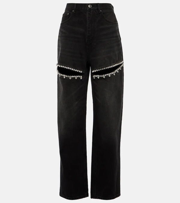  Area Area Embellished Cutout Straight Jeans 