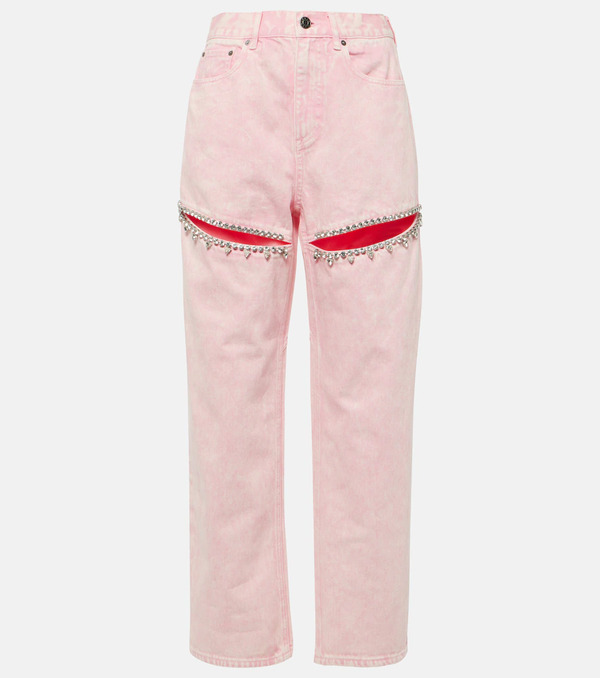  Area Area Embellished Cutout Straight Jeans 
