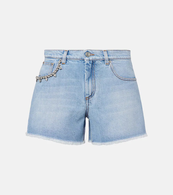  Area Area Embellished Denim Shorts 