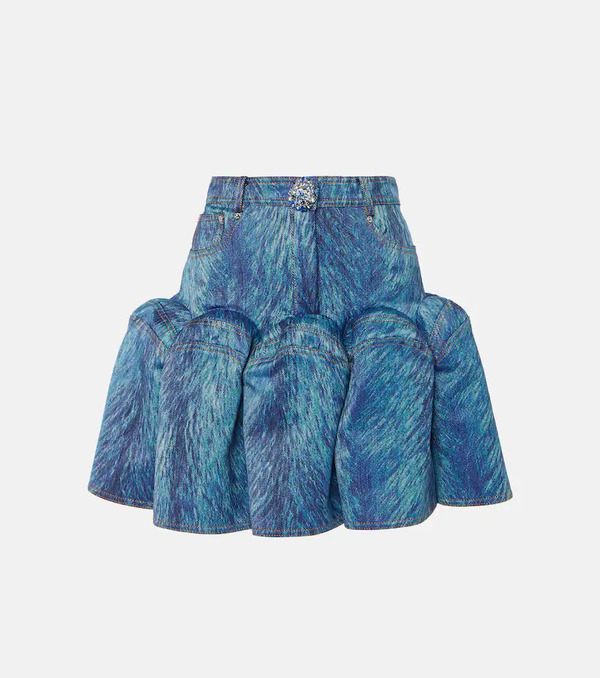  Area Area Embellished Fur-printed Miniskirt 