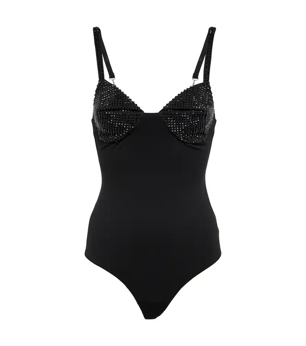  Area Area Embellished Jersey Bodysuit 