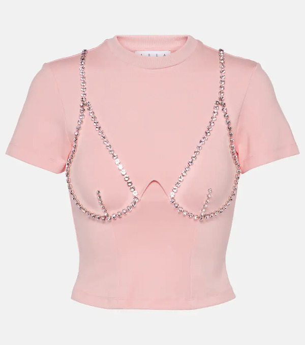  Area Area Embellished Jersey T-shirt 