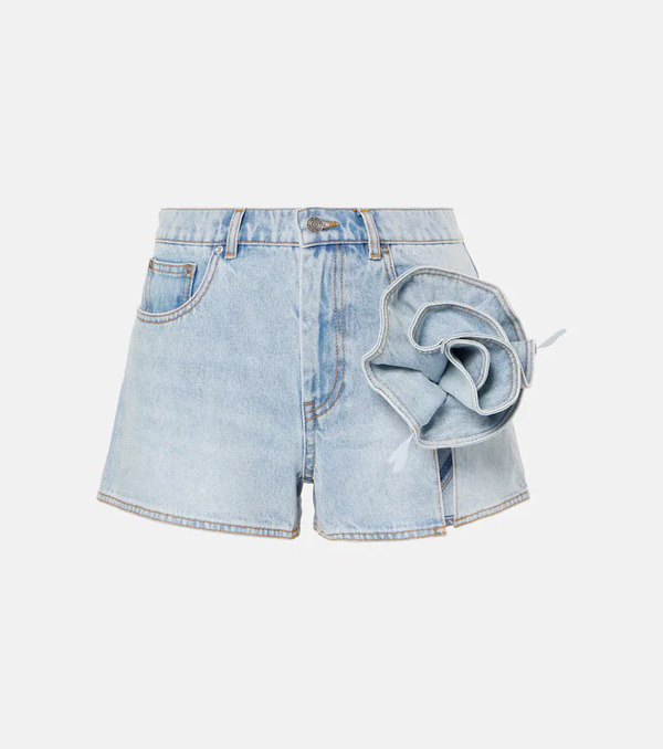  Area Area Floral-applique Denim Shorts 