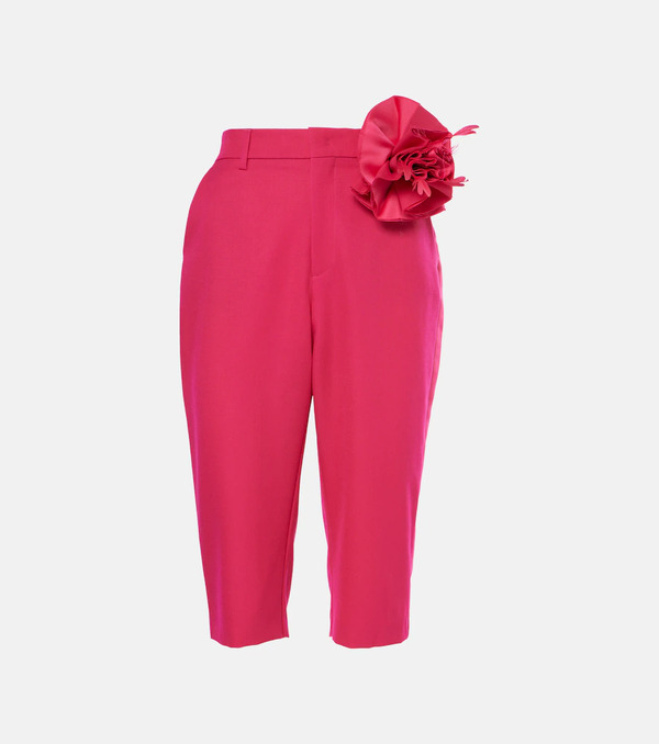  Area Area Floral-applique Wool Capri Pants 