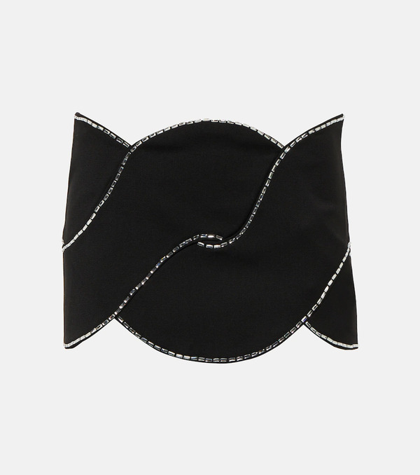 Area Area Latticed Embellished Wool Miniskirt 