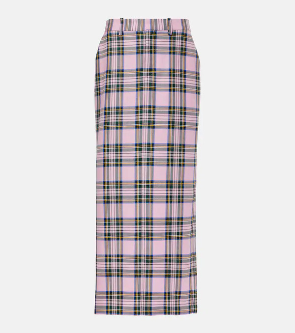  Area Area Plaid Wool Midi Skirt 