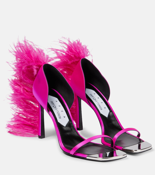  Area Area X Sergio Rossi Amazon Feather-trimmed Sandals 