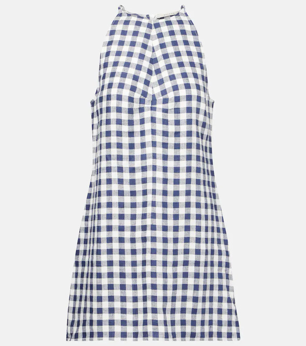  Asceno Asceno Antiqua Gingham Linen Minidress 