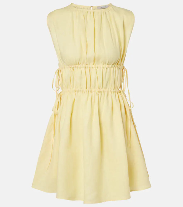 Asceno Asceno Como Gathered Linen Minidress 