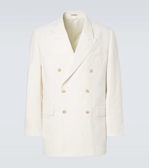  Auralee Auralee Double-breasted Wool, Cotton, And Linen Blazer 