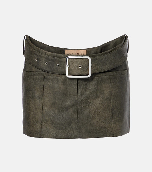  Aya Muse Aya Muse Kaya Belted Faux Leather Miniskirt 