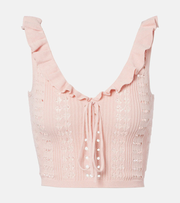  Aya Muse Aya Muse Ruffled Pointelle Crop Top 