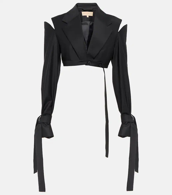  Aya Muse Aya Muse Xylo Cutout Cropped Wool-blend Blazer 