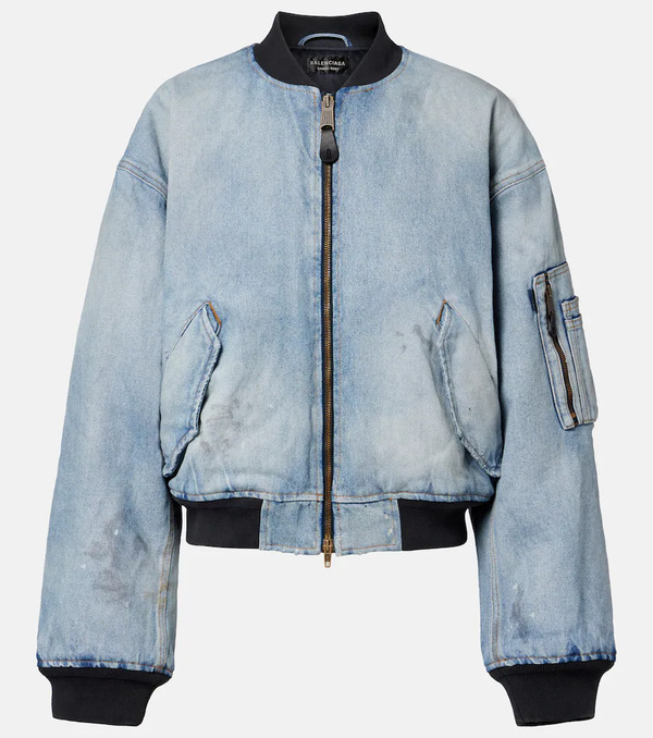  Balenciaga Balenciaga Cropped Denim Bomber Jacket 