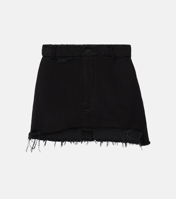  Balenciaga Balenciaga Distressed Denim Miniskirt 